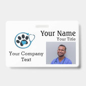 獣医ロゴ付き名前タグ文字PHOTO ID a バッジ (正面)