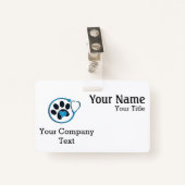 獣医ロゴ付き名前タグ文字PHOTO ID a バッジ (正面クリップ)