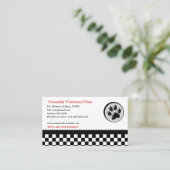 獣医動物の足のロゴのチェッカーボード 名刺 (スタンド正面)