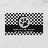 獣医動物の足のロゴのチェッカーボード 名刺 (裏面)