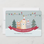 獣医動物クリニックペットビジネスクリスマス シーズンカード (正面)
