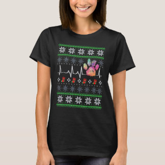 獣医動物病院の肉球のクリスマス動物 Tシャツ