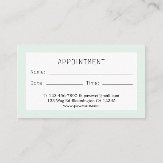 獣医動物病院アポイントメントアラーム 予約カード (裏面)