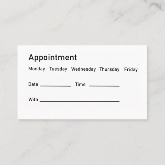 獣医動物病院アポイントメントカード 予約カード (裏面)