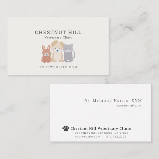 獣医動物病院 名刺 (正面/裏面)