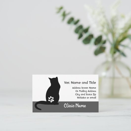 獣医医院の名刺猫のシルエット 名刺 (スタンド正面)
