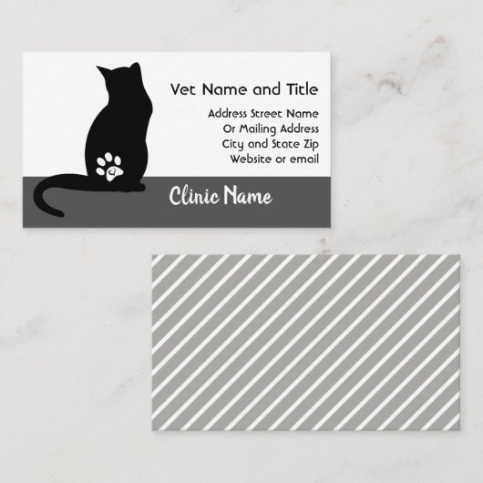 獣医医院の名刺猫のシルエット 名刺 (正面/裏面)