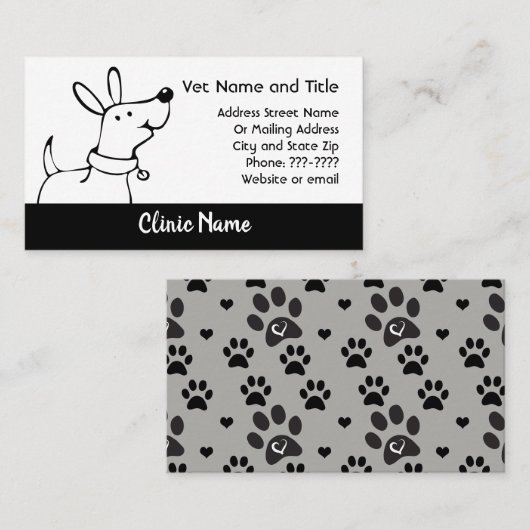 獣医医院の漫画犬の名刺 名刺 (正面/裏面)