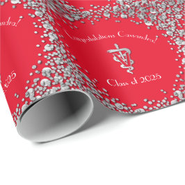 獣医卒業 レッドシルバー ラッピングペーパー