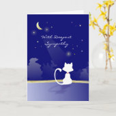 獣医及びビジネス-猫の悔やみや弔慰カード-月及び星 カード (黄色い花)