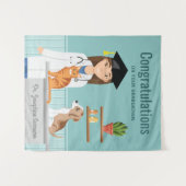 獣医大学卒業おめでとう！DVM学位取得おめでとう！ タペストリー (正面(横))