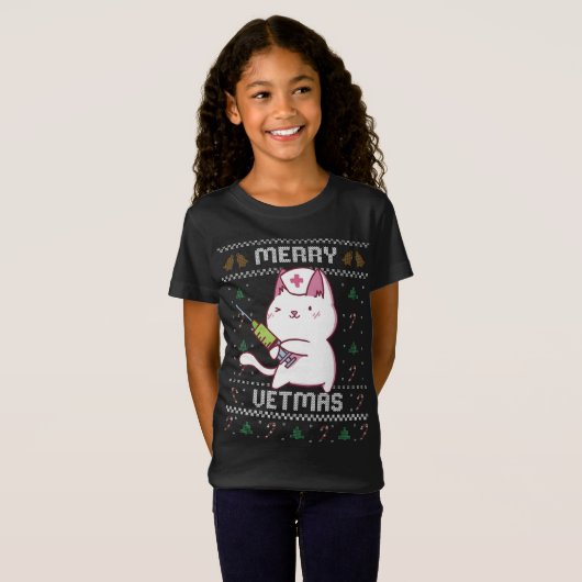 獣医学かわいい猫獣獣医醜いクリスマスSw Tシャツ (正面フル)