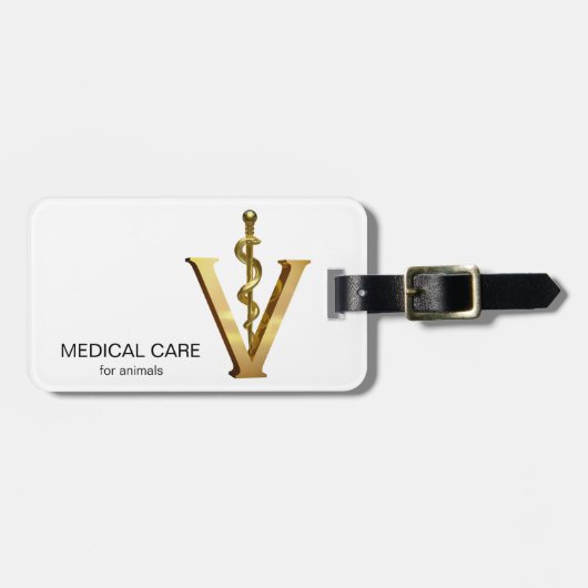 獣医学アスレピウスエレガント獣医金ゴールドV ラゲッジタグ (正面横)