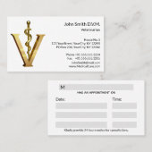 獣医学アスレピウス獣医金ゴールドV エレガント 予約カード (正面/裏面)