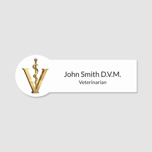 獣医学エレガント金ゴールドV獣医 名札 (正面)