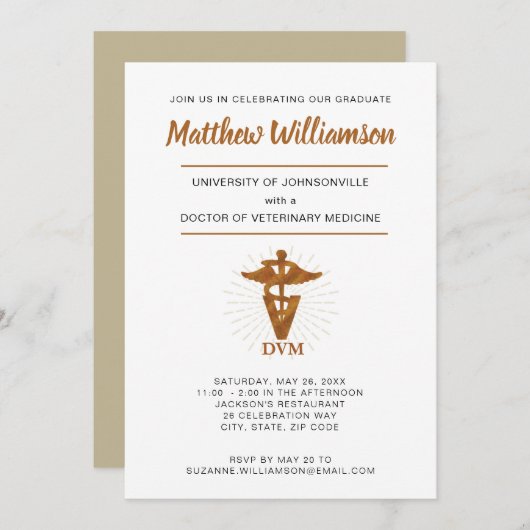 獣医学博士(DVM)卒業の象徴 案内状 (正面/裏面)