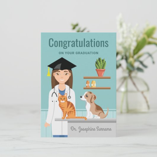 獣医学校が卒業おめでとう カード (スタンド正面)