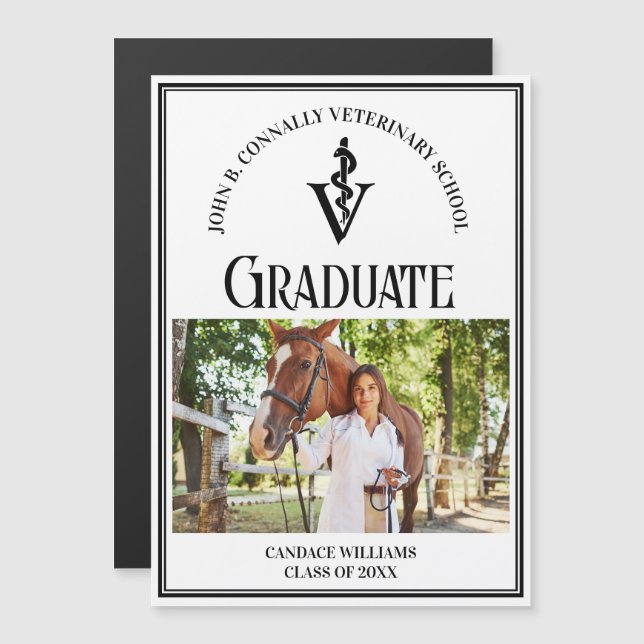 獣医学校の写真卒業磁気カード (正面/裏面)