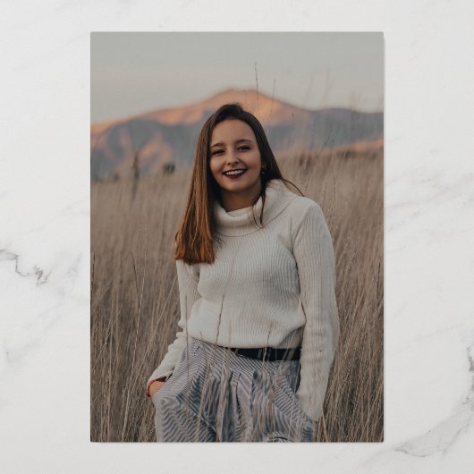 獣医学校の卒業写真(ミニマル) 箔招待状 (裏面)