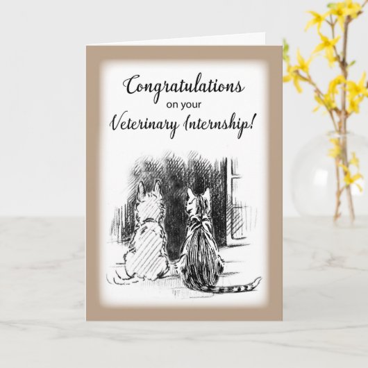 獣医学校の卒業式おめでとう カード (黄色い花)