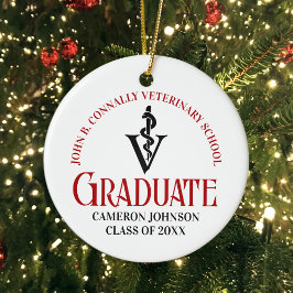 獣医学校の卒業式のクリカスタマイズスマス セラミックオーナメント