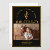 獣医学校モダン写真卒業パーティー 招待状 (正面/裏面)