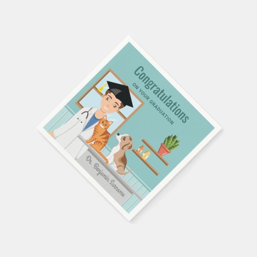 獣医学校院獣医おめでとうございますDVM スタンダードカクテルナプキン (角)