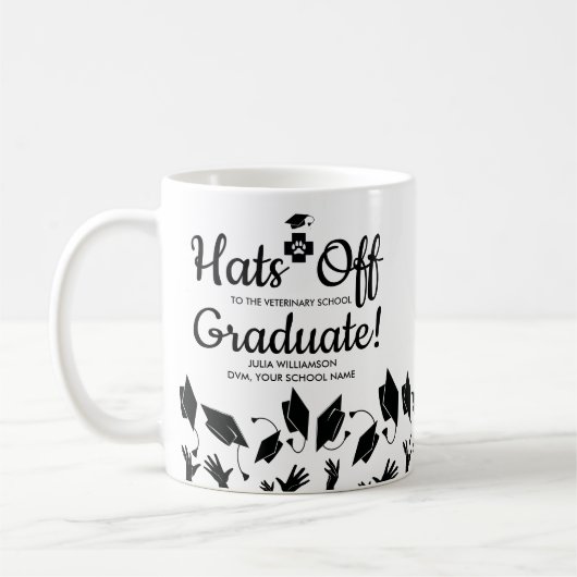 獣医学校DVM卒業ギフトおめでとう コーヒーマグカップ (左)