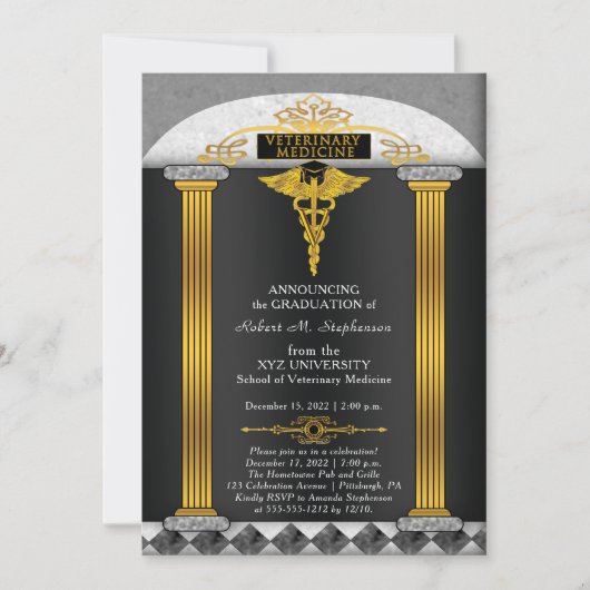 獣医学獣医院卒業 招待状 (正面)