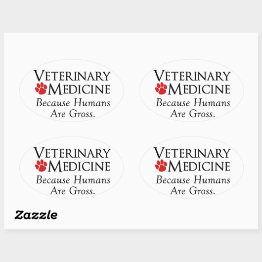 獣医学。....人間はグロスだから 楕円形シール (シート)