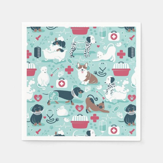 獣医学、犬と猫の友人 スタンダードカクテルナプキン (正面)