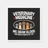 獣医学We Draw Blood おもしろい Vet Tech スタンダードカクテルナプキン (正面)