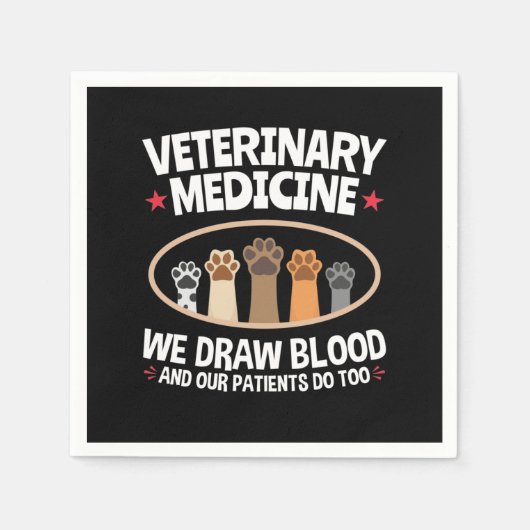 獣医学We Draw Blood おもしろい Vet Tech スタンダードカクテルナプキン (正面)