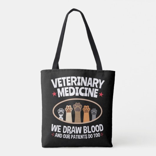 獣医学We Draw Blood おもしろい Vet Tech トートバッグ (裏面)