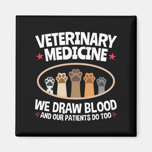 獣医学We Draw Blood おもしろい Vet Tech マグネット (正面)