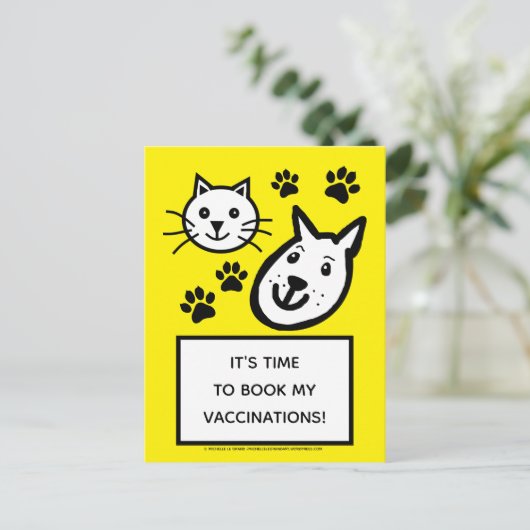 獣医小動物ワクチン催促はがき ポストカード (スタンド正面)