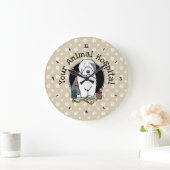 獣医師の老英牧羊犬グレー1可愛い獣医 ラージ壁時計 (ホーム)