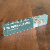 獣医師女性獣医ペット デスクネームプレート (側面)