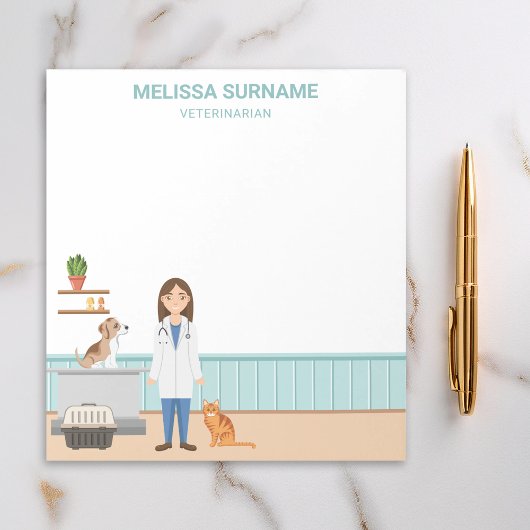 獣医師女性獣医ペット ノートパッド