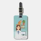 獣医師女性獣医ペット ラゲッジタグ (正面縦)