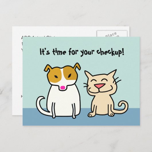 獣医検診用リマインダーはがき ポストカード (正面/裏面)