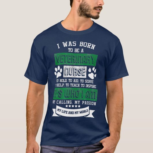 獣医生まれナース獣医テック動物 Tシャツ (正面)