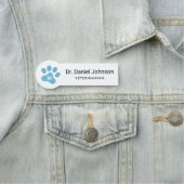 獣医用の青または任意のカラーのポーのプリントハート 名札 (インサイチュ)