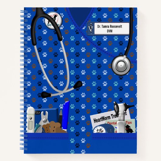 獣医用ポーズポパターン（の模様が）あるケットデザイン ノートブック (正面)