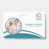 獣医病院の従業員の写真IDバッジ バッジ (正面)