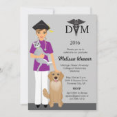 獣医科大学の卒業の招待状|の女性 招待状 (正面)
