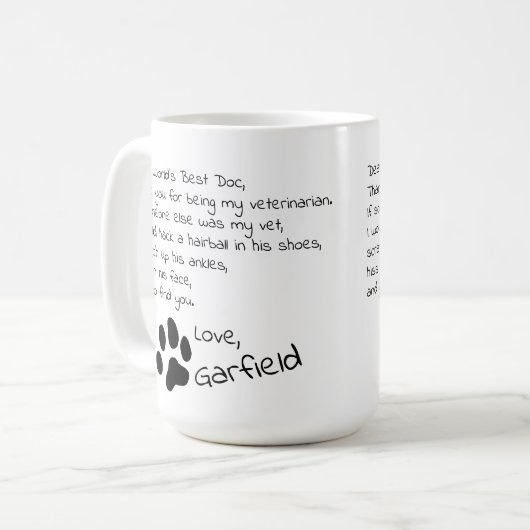 獣医親愛がカスタマイズ可能なペット名コーヒーマグ コーヒーマグカップ (正面左)