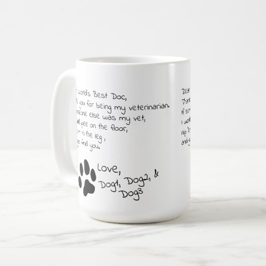 獣医親愛複数のペット名コーヒーマグ コーヒーマグカップ (正面左)