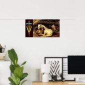 獣医記号金ゴールド付き馬 ポスター (ホームオフィス)