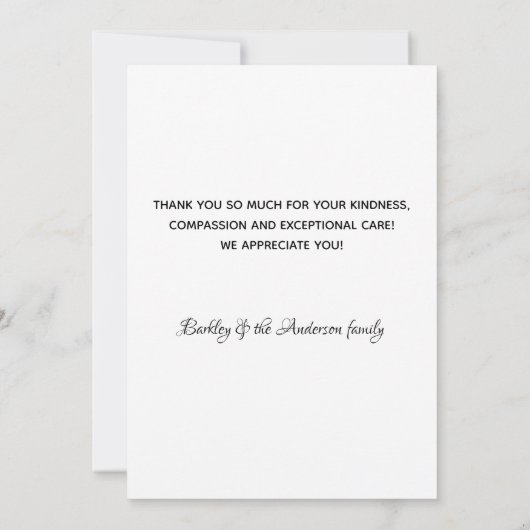 獣医鑑賞用ペット写真獣医 サンキューカード (裏面)